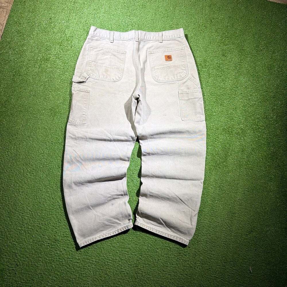 Vintage Carhartt Loose Original Fit Dungaree Carpenter Pants in Tan